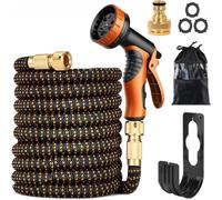 (100FT)Pocket Hose Copper Bullet Expandable Garden Hose Pattern Thumb Spray 25 FT Patented Lead-Free Ultra-Lightweight Solid Copper