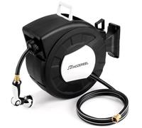 100ft Retractable Garden Hose Reel by HOZEREEL, 1/2" Hybrid Rubber Hose, Water Hose Reels Automatic Rewind Storage, 10 Patterns Nozzle Included (1/2" 100FT Black)