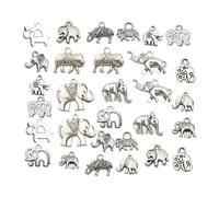 100g Antique Silver Mixed Elephant Charm Bead fit on European Type Bracelets Finding for Jewelry Making