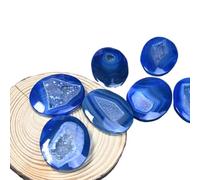 100g Blue Agate Geode Palm Stone Hand-Carved Polished Decorative Ornament with Hollow Center