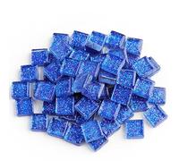 100g Crystal Glitter Mosaic Tiles Square Glass Mosaic Tiles,Royal Blue Glass Pieces for DIY Art Craft