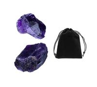 100G Deep Amethyst and 1 Black Velvet Bag, Mini Crystal Rough Stones, Aromatherapy Diffuser Stones, Home and Office Decorations