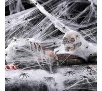 100g Halloween Spider Web Decoration with 60pcs Fake Spiders Cobwebs Decoration,Stretchable Halloween Cobwebs for Halloween Decorations,Spider Webs Halloween Outdoor Decorations Yard Décor