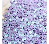 100g Iridescent Heart Shaped Confetti Glitter Sequins Flat PVC Star Mini Paillettes for Scrapbook Embellishment Cardmaking Jewelry Making Nail Manicure Wedding Birthday Party Decorartions (Purple)