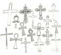 100g Mixed Antique Silver Cross Craft Supplies Charms Pendants for Jewelry Findings Making Accessory for DIY Bracelet Necklace