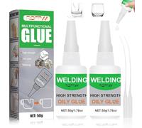 100g Oily Glue, 2pcs High Strength Universal Super Glue, Super Glue All Purpose, Strong Glue with Anticlog Cap for Plastic, Glass, Ceramic, Metal, Wood, DIY, Precise Repair, Clear