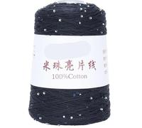 100g Rice Bead Sequin Thread - Spring & Summer Lace Cotton Crochet Stick Thread for DIY Knitting and Crafting(19#Navyblue)