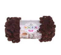 100G/Skein Soft Loop Yarn Polyester Chenille Puffy Yarn Chunky Finger Knitting Loopy Blanket Yarns for DIY Hand Woven Knitting Crafts Supplies- No Needles or Hooks - Coconut Brown