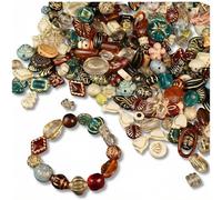100G Vintage Beads for Jewelry Making Boho Craft Assortments with Holes Mixed Bead Crafts Acrylic Baroque Style Unique Beads 8-30mm Size for DIY Jewelry Projects