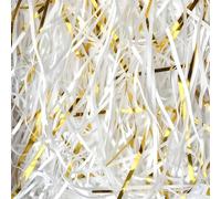 100g White and Gold Shredded Tissue Paper for Gift Boxes Bags Hamper Filling Gift Basket Filler Gift Filler Paper for Packaging Decoration