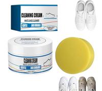 100g White Shoe Cleaning Cream with Sponge,Multi-Functional Cleaning And Stain Removal Cream,No Need To Wash,All-Purpose Shoe Care Kit,Cleaning And Descaling Polish For Sneaker,Leather,Canvas Shoes