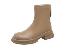 100junzidao Women's Chelsea Work Boots Chunky Heel Thick Sole for Height Enhancement Rear Zipper Breathable Comfort Shoes for Women