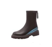 100junzidao Women's Knight Boots Chunky Sole Short Boots with Inner Height Boost Rear Zipper Black Work Boots for Women in Autumn Winter
