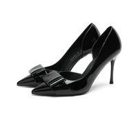 100junzidao Women's Sexy Wedding Shoes Patent Leather Pointed Toe Elegant Closed Slip on Party Work Shoes Comfortable Banquet Bridal Bridesmaid Fine High Heels Black 5