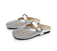 100junzidao Women's Woven Flat Shoes Vintage Fairy Comfortable Ballet Shoes Breathable Mesh Non-Slip Casual Elegant Bohemian Beach Work Pumps Silver