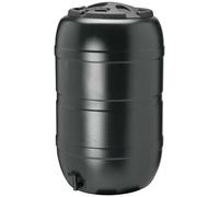 100L & 210L Slimline Rainwater Water Butt with Tap, Stand, Lid & Filler Kit - Black Outdoor Garden Rainwater Collection Barrel (210 Litre)