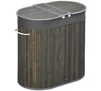 Bamboo Laundry Basket with Lid 100 Litres Laundry Hamper HOMCOM Grey One Size