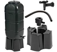 100L Black Slimline Space Saver Water Butt Kit Complete with Stand, Lid