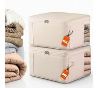 100L Clothes Storage Bags, Super Large Capacity Clothing Organizers, with Clear Window and Reinforced Handles, Thick Breathable Fabric Containers for Bedding, Sheets, Comforters, Blankets