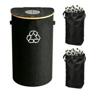 100L Collapsible D-Shaped Kitchen Recycling Bin with 2 Reusable Removable Inner Bags - Foldable Tall Indoor Recycle Container for Cans, Plastic, Paper - Space-Saving Waste Separator for Home Garage