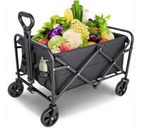 100L Festival Camping Trolley on Wheels, Foldable Wagon Cart 3300LBS/150kg, Large Capacity Trolley Cart with Adjustable Handle,Portable Camping cart for Outdoor,Garden,Shopping,Picnic Transporter