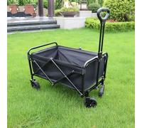 100L Festival Trolley on Wheels, 330lbs Fodable Camping Trolley Folding Beach Trolly Cart Garden Wagon, Heavy Duty Pull Along Trolly for Shopping, Fishing, Sand and Kids to Sit in, Adjustable Handle