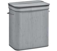 100L Flip Lid Bamboo Laundry Basket Grey