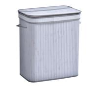 HOMCOM 100L Wood Laundry Basket A Compartment Flip Lid Removable Lining Grey, Grey