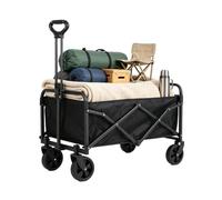 100L Foldable Festival Trolley, 330lbs Heavy Duty Camping Wagon, Black