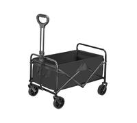 100L Foldable Festival Trolley on Wheels, Garden Wagon Cart with Adjustable Handle Portable Camping Trolley Cart for Beach Camping Garden Outdoor Fishing (Black)