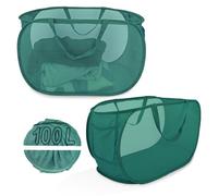 100L Foldable Laundry Baskets 2 Pack, Extra Large Mesh Pop Up Laundry Hamper, Dirty Clothes Hamper with Handles, Pop-up Hampers for Laundry Travel. Dorm or Home Portable Clothes Baskets.Green 2H