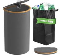 100L Kitchen Recycling Bin for Bottles, Large Portable Collection Container with Reusable Bag, Grey Plastic Bottle Recycle Box, Eco-Friendly Waste Management, 42 * 32 * 76cm