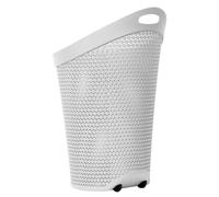 100L Laundry Basket with Wheels - Large Plastic Wheeled Washing Basket with Handle - Heavy-Duty Rattan Laundry Trolley Hamper Clothes Storage Organiser for Bedroom & Bathroom - White, 100 Litre