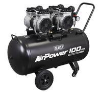 Sealey Oil Free Low Noise Direct Drive Air Compressor, 100L, 2 x 2hp, 19.7cfm, 116psi, 3kW - SAC10001S