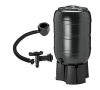 100L or 210L Outdoor Rainwater Slim Line Black Water Butt Complete With Tap Stand Filler Kit & Lid (210 Litre)