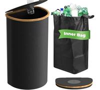 100L Recycling Bin for Bottles - Large Kitchen Container with Portable Bag, Reusable Plastic Bottle Recycling Box, Black 42 * 32 * 76cm, Eco-Friendly Waste Solution