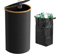 100L Recycling Bin for Bottles with Reusable Transport Bag, Ideal for Empty Plastic, Glass, and Can Recycling, Black, Space-Saving 42 * 32 * 76cm Design