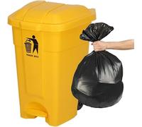100L Yellow Trash Can with Lid, Wheels, Ideal for Office, Restaurant, School & Kitchen - Hands-Free Pedal Design for a Neater Life