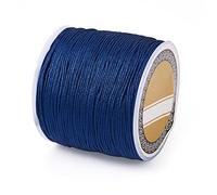 100M 0.8mm Nylon Beading Cord Midnight Blue Chinese Knotting Rattail Macrame Thread String for Jewelry Making Kumihimo Wrapping Supplies DIY Crafts
