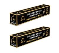 100m - 2 x LuxLiv ® 50m Premium Heavy Duty 20 Micron Thick Kitchen Foil Catering Aluminium Tin Foil Roll - 30cm Wide