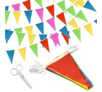 100M Bunting Banner, Reusable Nylon Fabric Pennant Bunting with 150 pcs Triangle Flags, Outdoor Buntings for Parties, Weddings, Sports Events & Store Decor
