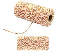 100M Dark Orange and White DIY Crafts Cotton Twine String, 1.5mm Coloured Craft Cord for DIY Crafts, Handmade Arts, Knitting,Wall Hanging,Gardening and Gift Wrapping