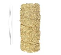 100M Decorative Metallic String - 1.5mm Gold Twine String - Jewelry Thread Cord for DIY Crafts Gift Wrapping & Wedding Favors with 6.8cm Beading Needle