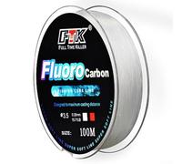 100M Fluorocarbon Fishing Lure Line with Carbon Fiber Leader, Designed to Be Nearly Invisible Underwater and Provide High Abrasion Resistance (4.5-0.35mm-21.34LB White)