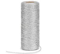 100M Metallic Silver String, 1mm Christmas Silver Thread Wrapping Twine for Gift, Christmas Bauble Crafts Decoration
