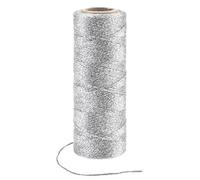 100M Silver Metallic String, 1mm Glitter Yarn Twine Thread for Crafting, Polyester Cord for DIY Gift Wrapping, Wedding, Birthday Party, Christmas & Halloween Decoration