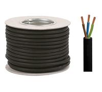 100M - Tough Rubber Cable 3 Core 0.75mm H05RR-F Black Flex