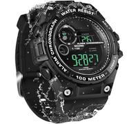 100m Underwater Scuba Diving Watch for Mens Boys with Stopwatch, Chronograph, Alarm Functions, Dual Time Zone, 12/24 Hours Format