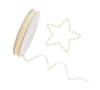 100m White and Gold String, 2mm Christmas Bauble String for Gift Wrapping, Glitter Metallic Cotton Bakers Twine, White and Gold Christmas Decorations Ribbon