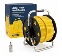 100m Window Cleaner Metal Hose Reel by Bayersan - Professional Quality 100m 6 mm Hose on High Quality Hose Reel - for Window Cleaners & Pole Systems (Mini End Stop Female Or Rectus 21)